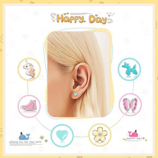 Stainless Steel Stud Earrings For Women Unicorn Candy Little Girls Cute Hypoallergenic Earrings Set Stainless Steel Stud Earrings For Women Unicorn Candy Little Girls Cute Hypoallergenic Earrings Set